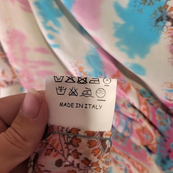 SFIZIO made in Italy large multi patterned pasliy with lace details sleeveless - Picture 6 of 8